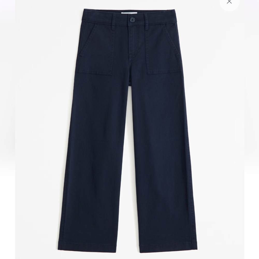 Abercrombie Kids Wide Leg Uniform Dress Pants 11/12 L Navy Blue High Rise Chino